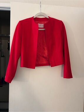 Pendleton Red Cropped Collarless Women's Blazer